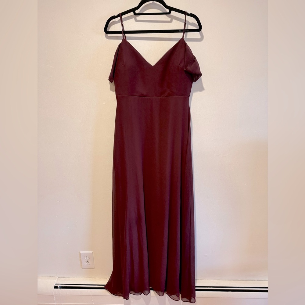 Birdy Grey bridesmaids dress Devin style in Cabernet color chiffon size Large